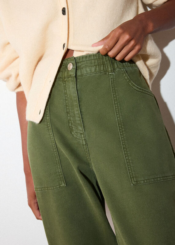 Khaki Full Length Cotton Trouser