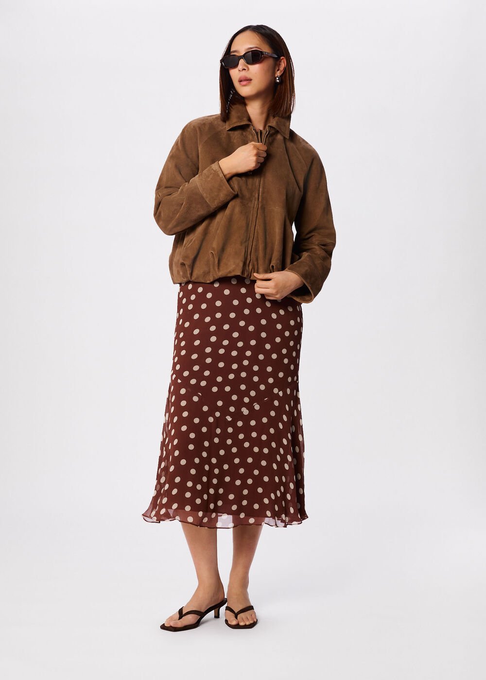 Petite Polka Dot Print Midi Dress