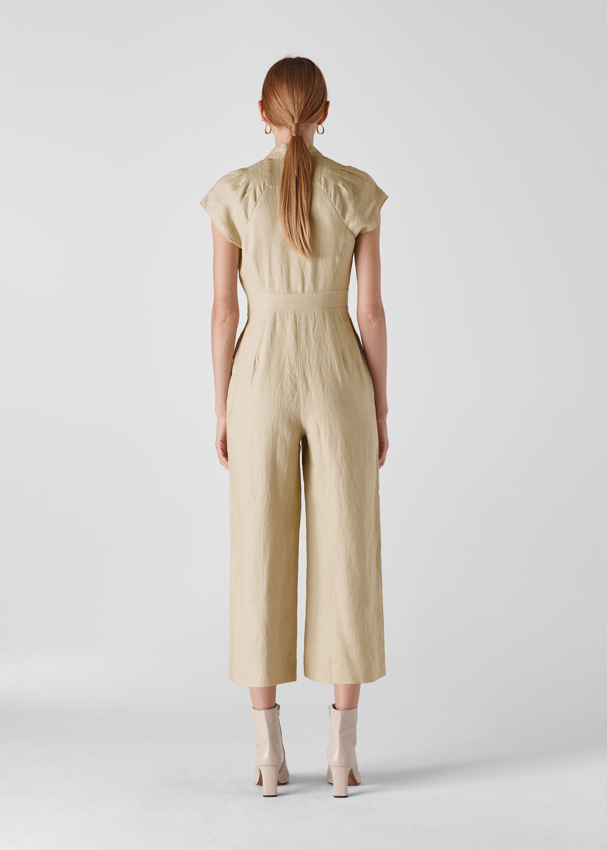 ✨24ss✨HYKE✨LINEN JUMPSUIT✨リネン✨ライトベージュ Beige Sana Linen Jumpsuit | WHISTLES | Whistles US |