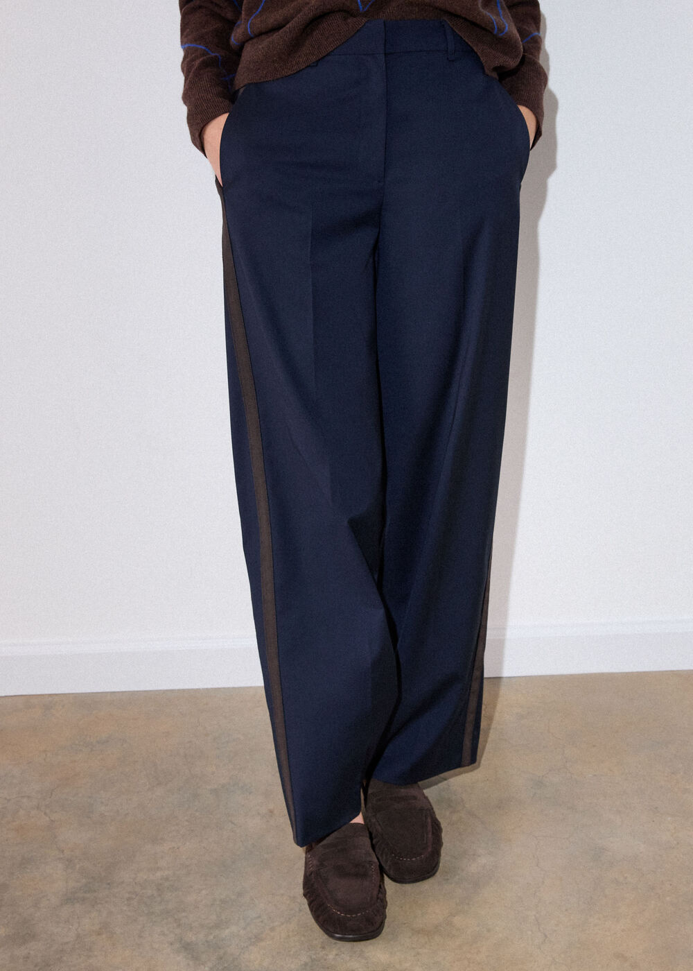Petite Side Stripe Straight Trouser