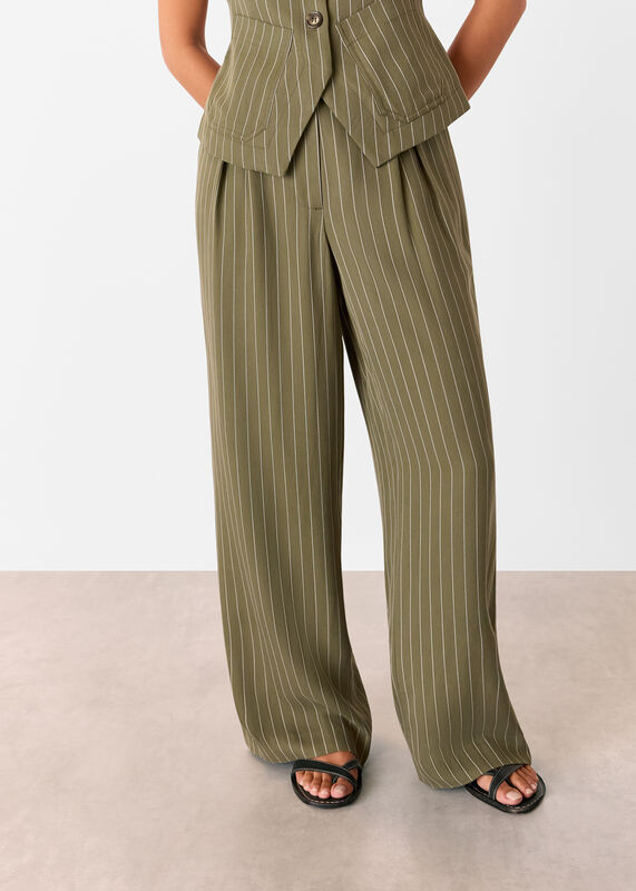 Khaki Petite Lottie Pinstripe Pants