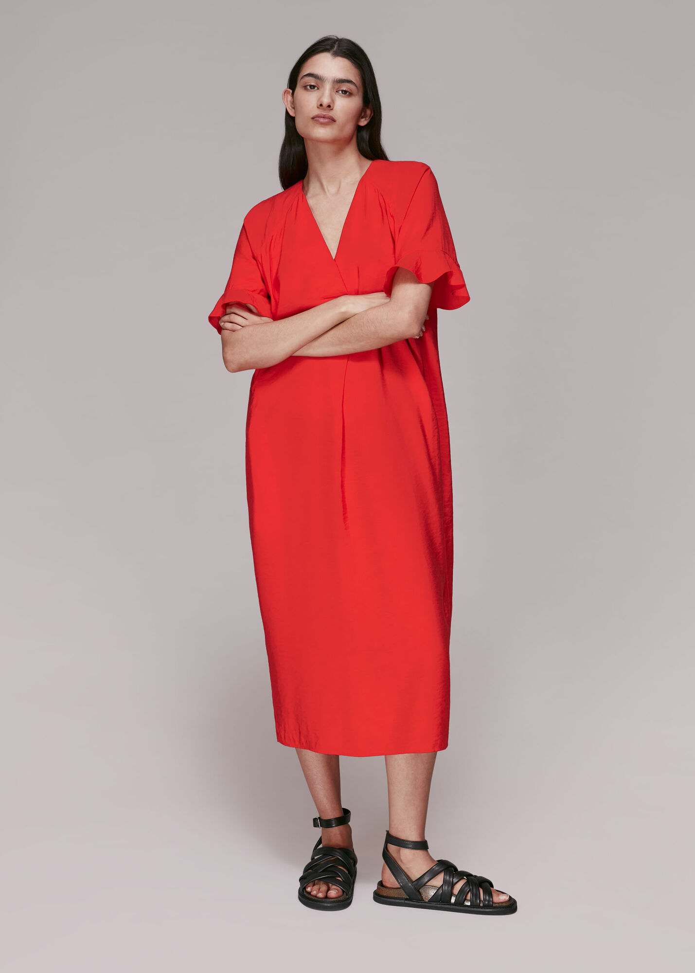 Red Alba Midi Dress WHISTLES