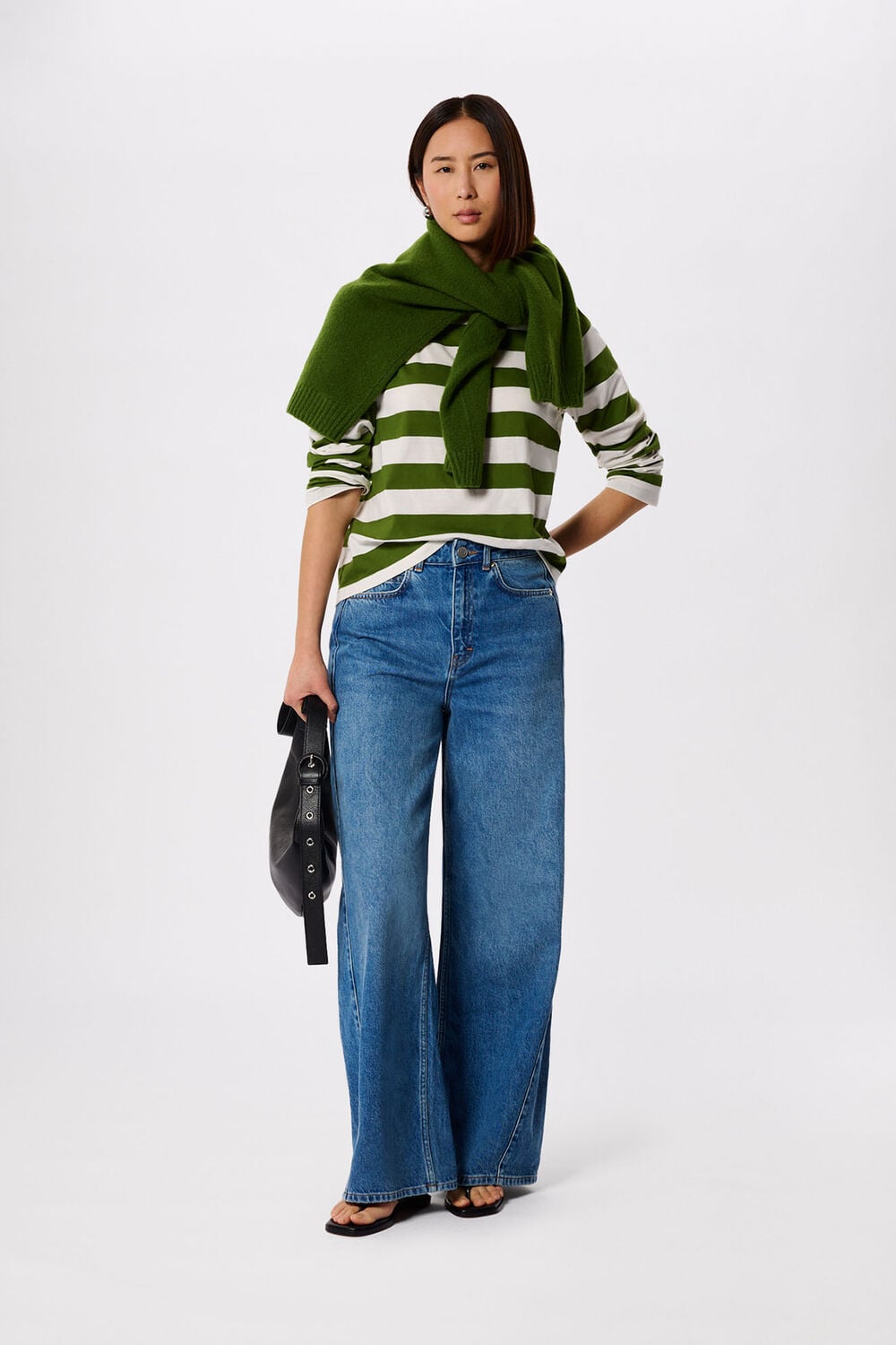 Green Relaxed Stripe Long Sleeve Tee