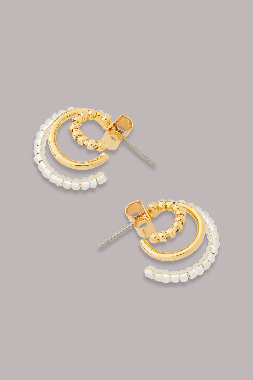 Beaded Triple Hoop Earring