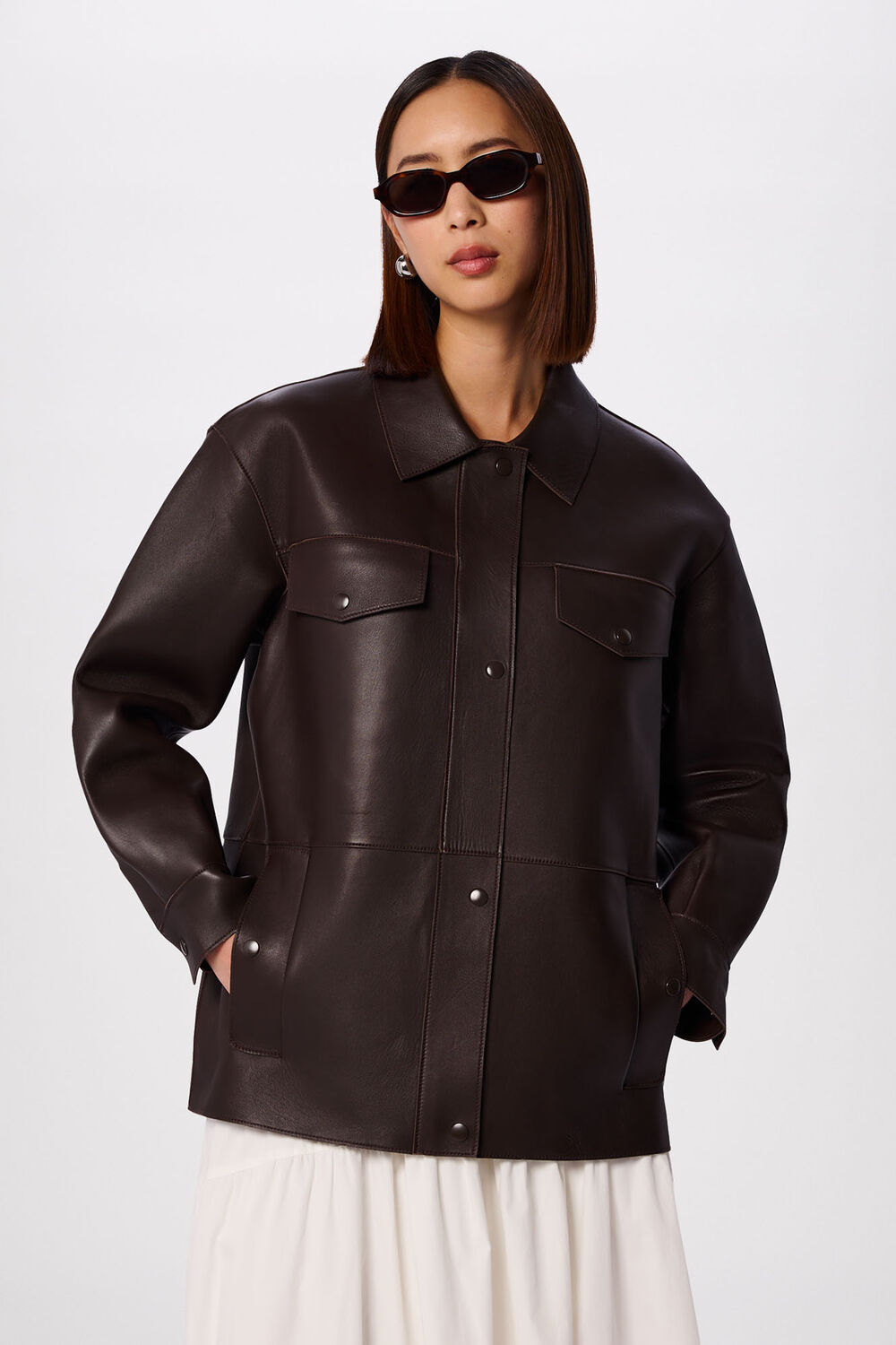 Brown Clean Bonded Leather Jacket
