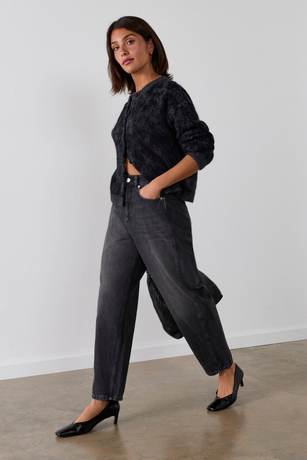 Grey Authentic Barrel Leg Jean