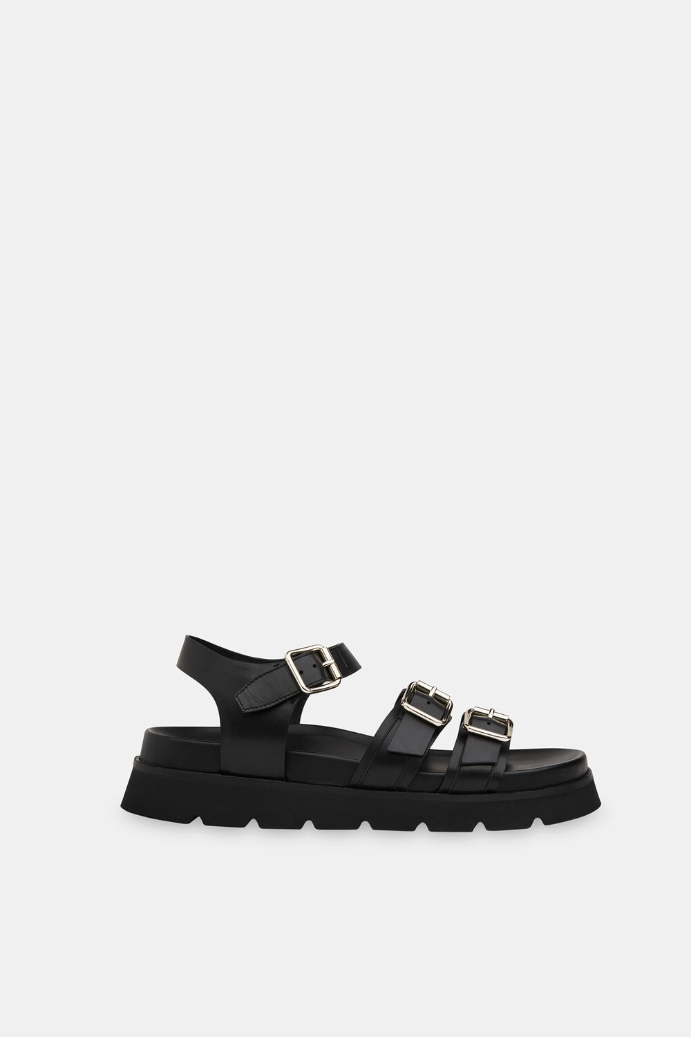 Black Jemma Triple Buckle Sandal