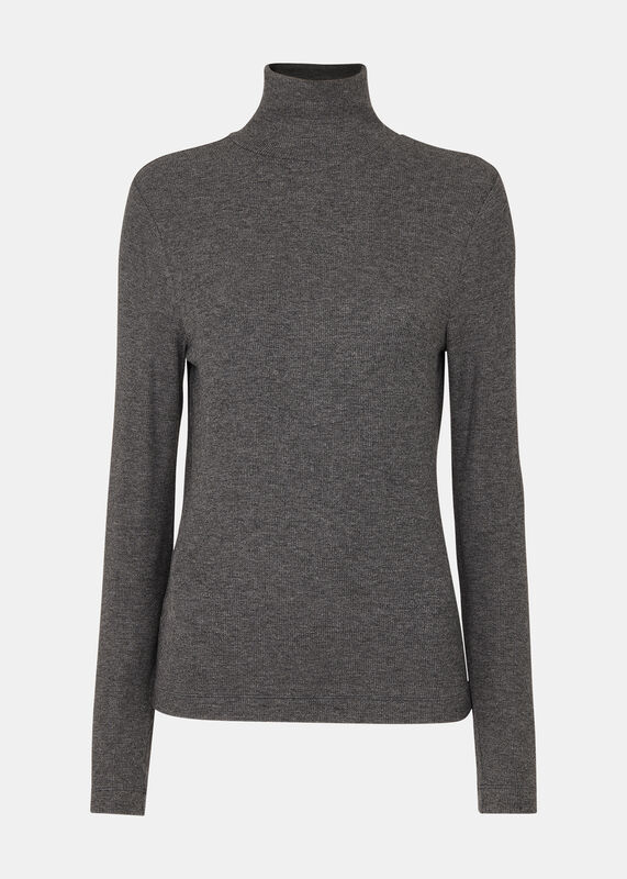 Dark Grey Essential Ribbed Turtleneck