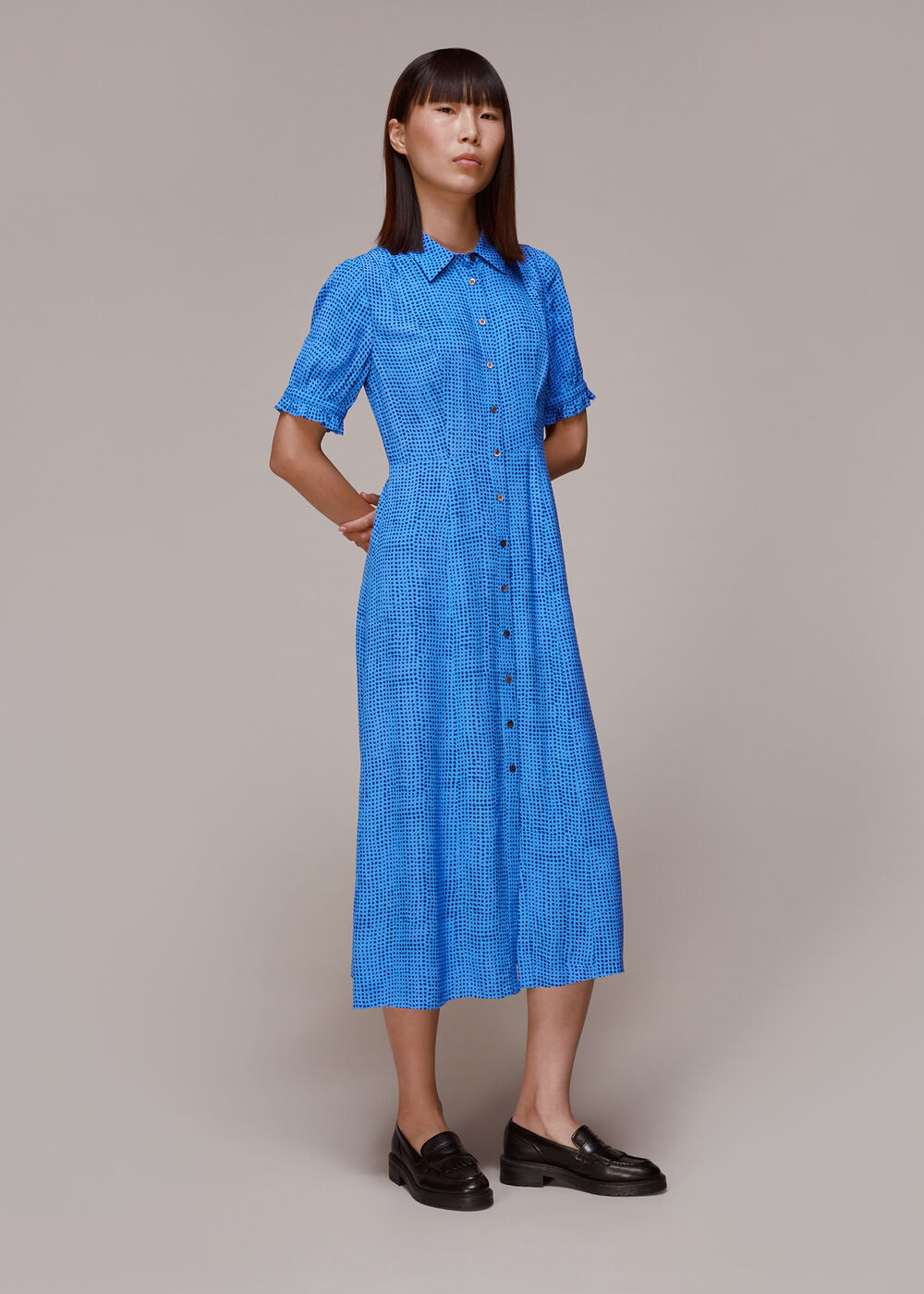 Peri Spotted Check Shirt Dress