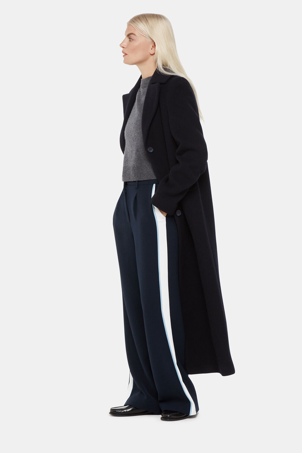 Petite Crepe Side Stripe Trouser