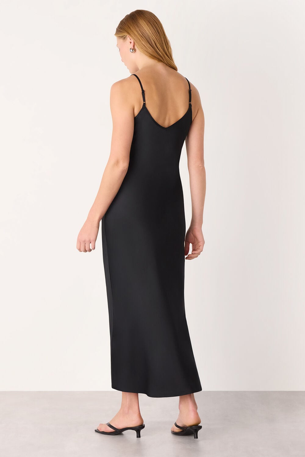 Black 2 In 1 Satin Midi Dress