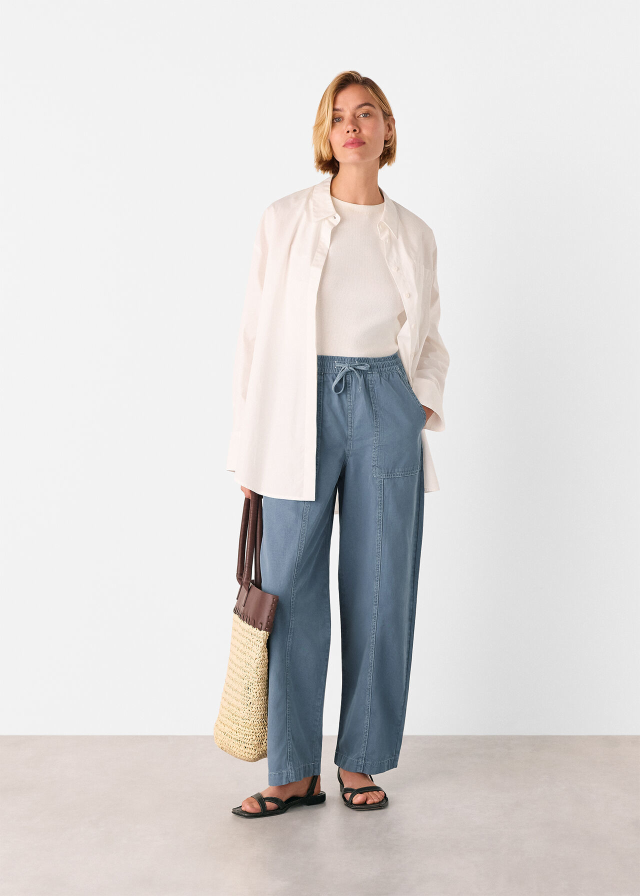 Contrast Stitch Cotton Trouser