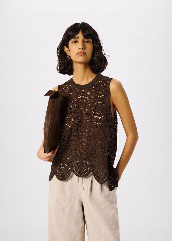 Chocolate Circle Crochet Tank