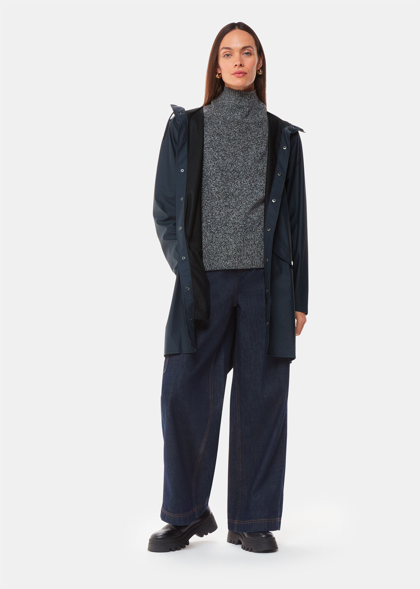 Navy Rains Long Jacket | WHISTLES | Whistles US |