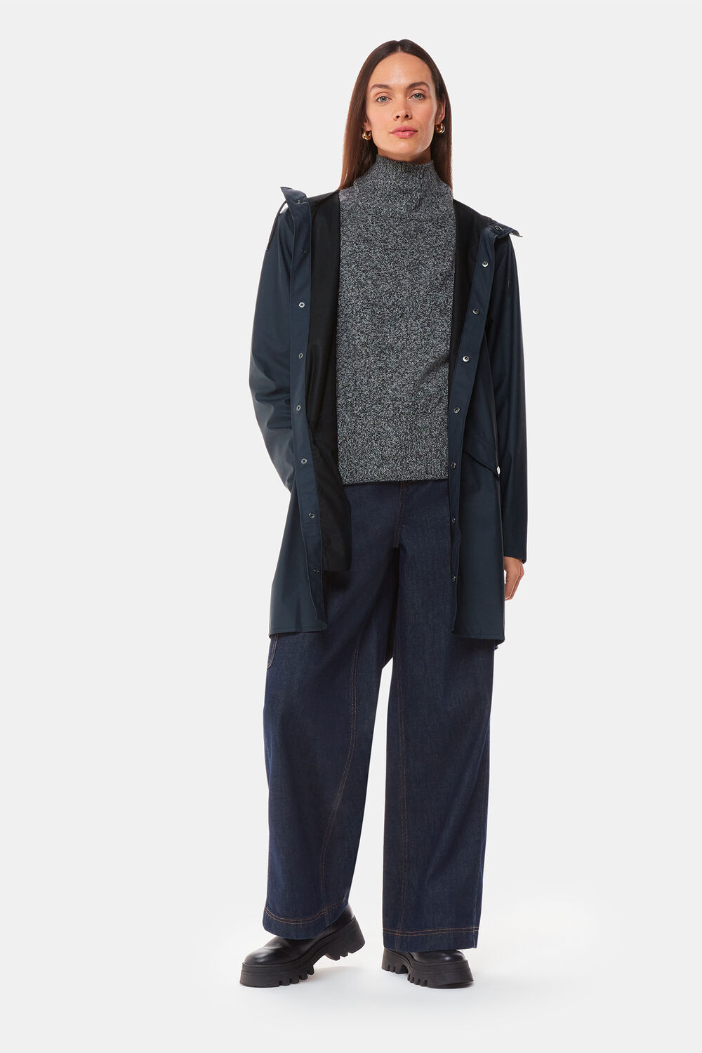 Navy Rains Long Jacket