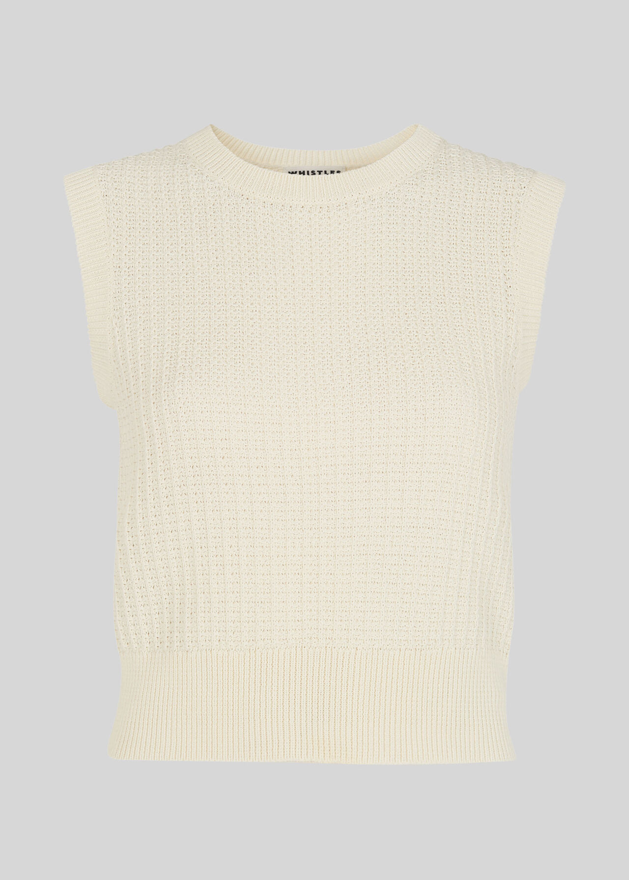 Waffle Knitted Top Ivory/Multi