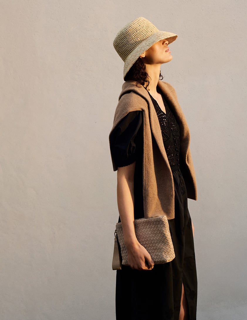 woman wearing funnel neck jumpers