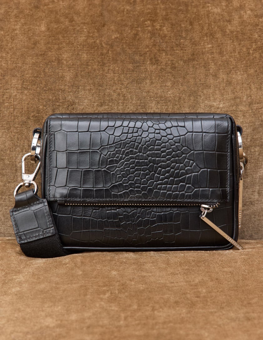 Black pantent croc bag