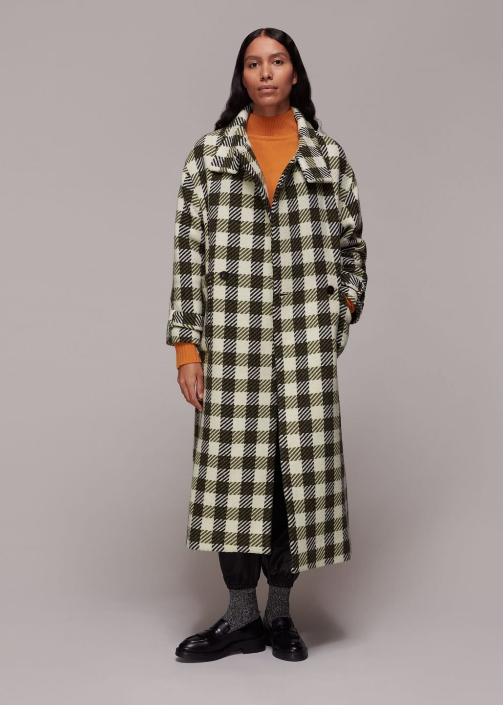 whistles check puffer coat